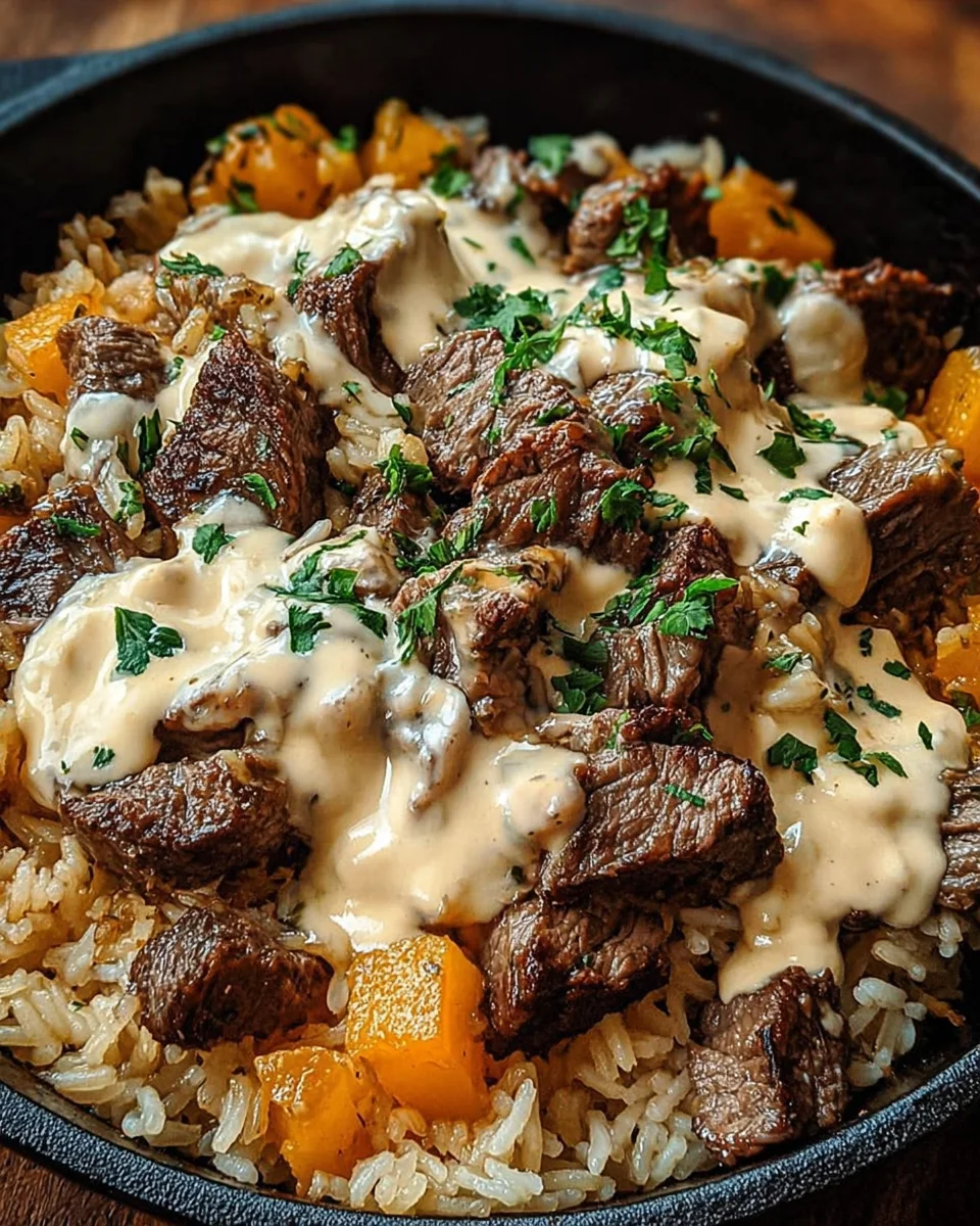 Cheesy Steak and Rice Skillet: A Quick Dinner Delight!