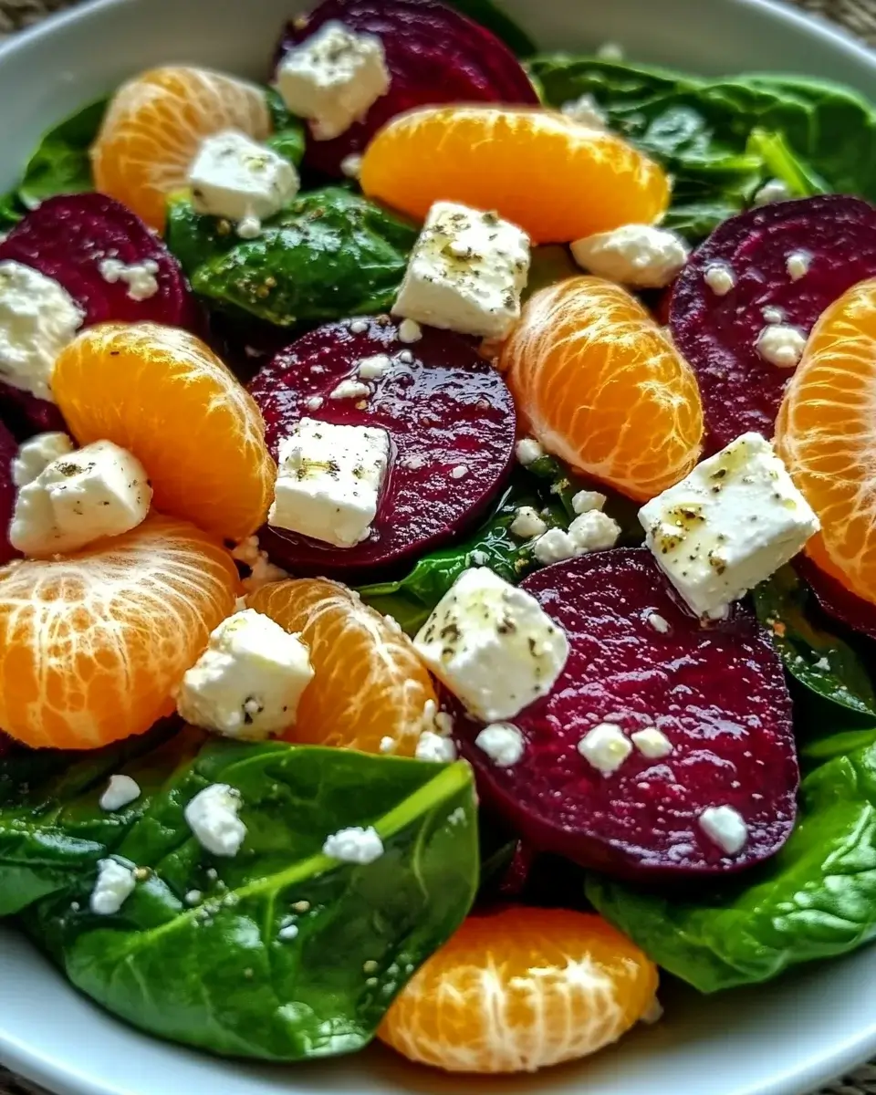 Beet and Spinach Salad with Mandarin Oranges and Feta: Discover a Refreshing Recipe!