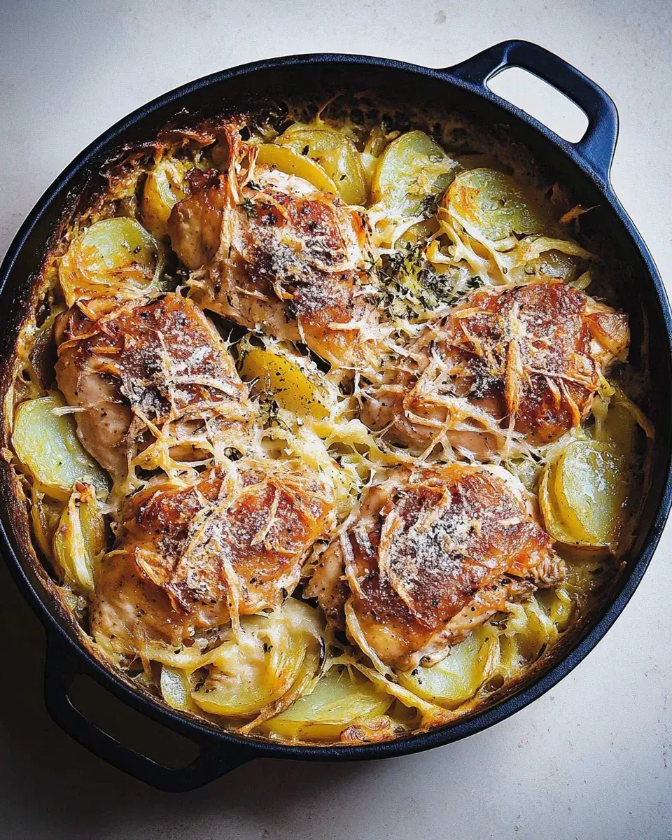 Creamy Dijon Chicken with Potato Gratin delights your taste buds!