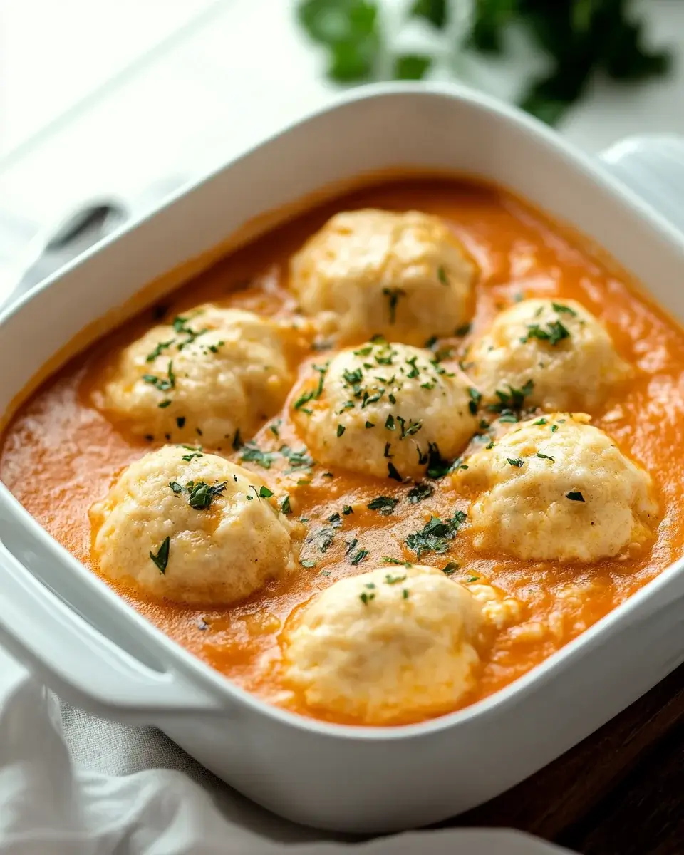 Creamy Tomato Soup with Cheddar Bay Dumplings Recipe Unveiled!