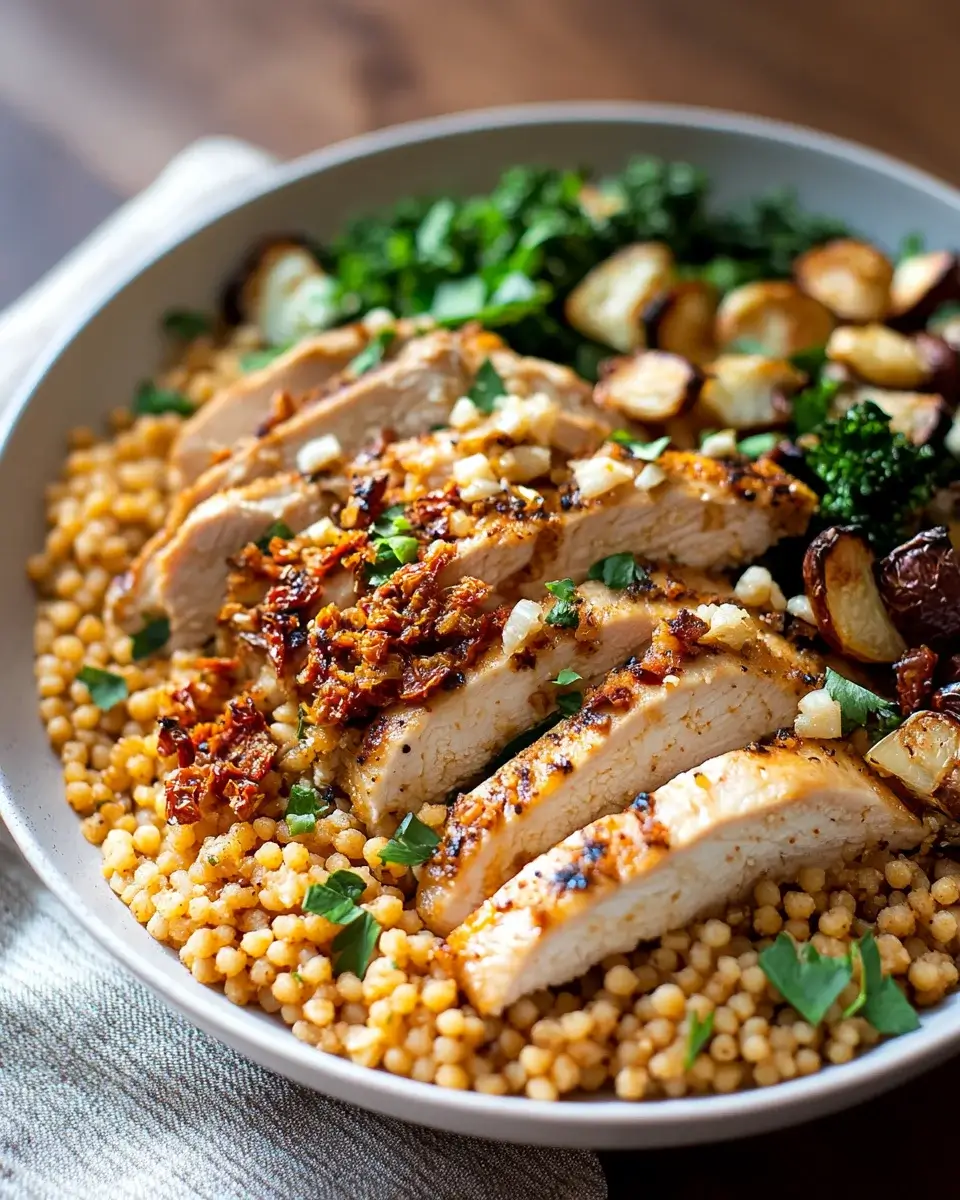 Parmesan Chicken with Sun-Dried Tomato Couscous Delight!