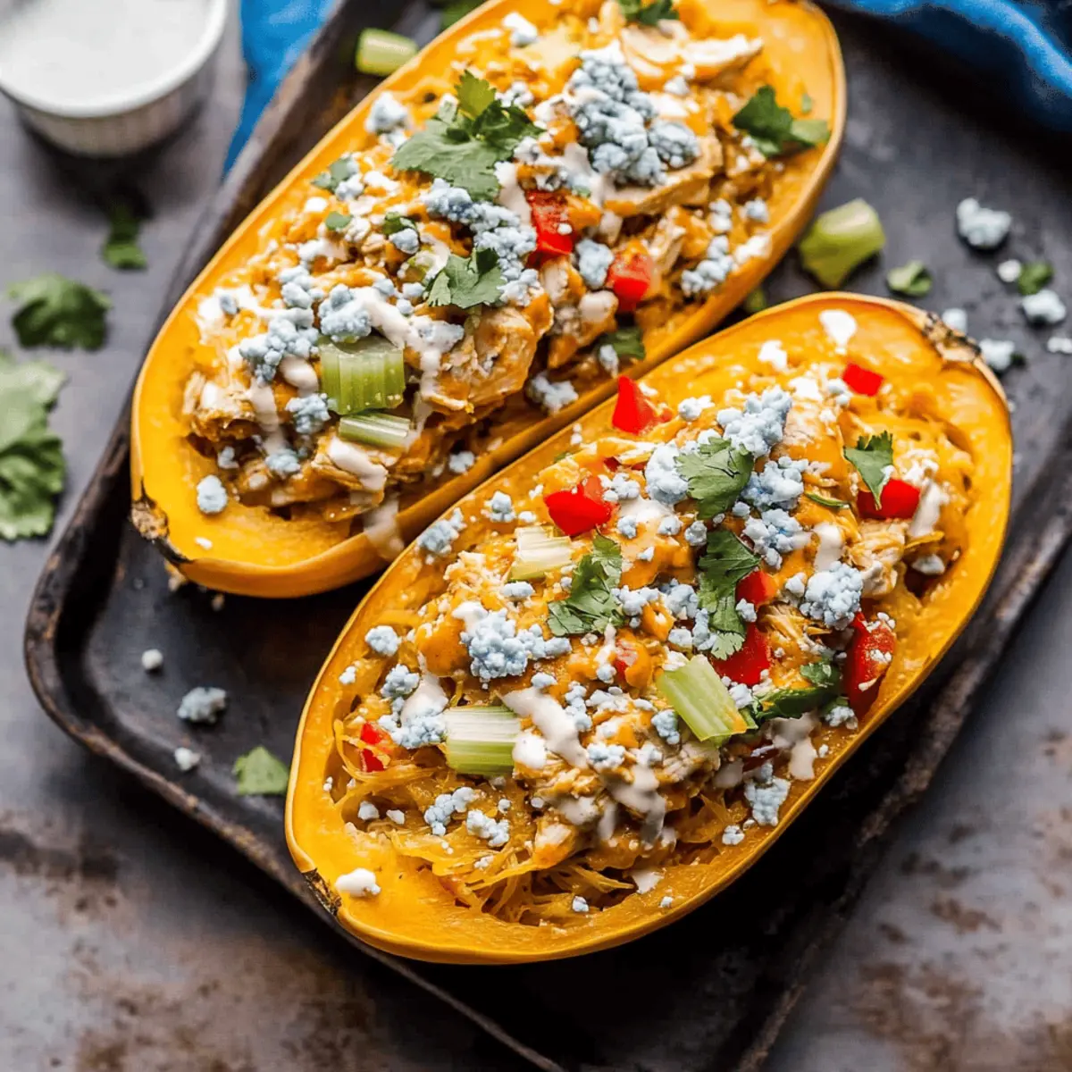 Buffalo Chicken Stuffed Spaghetti Squash for Flavorful Meal Prep