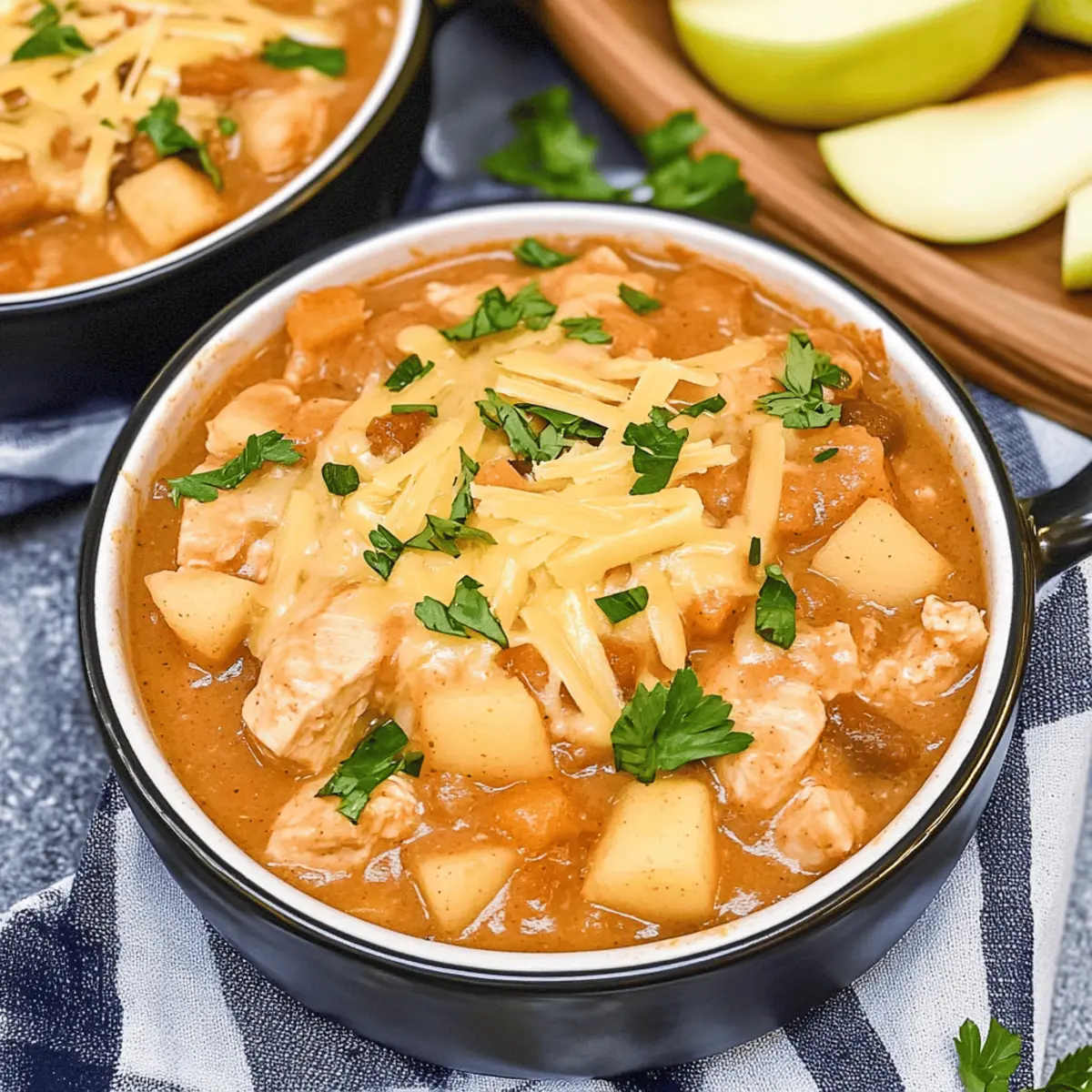 Cozy Up with White Cheddar Apple Chicken Chili Delight
