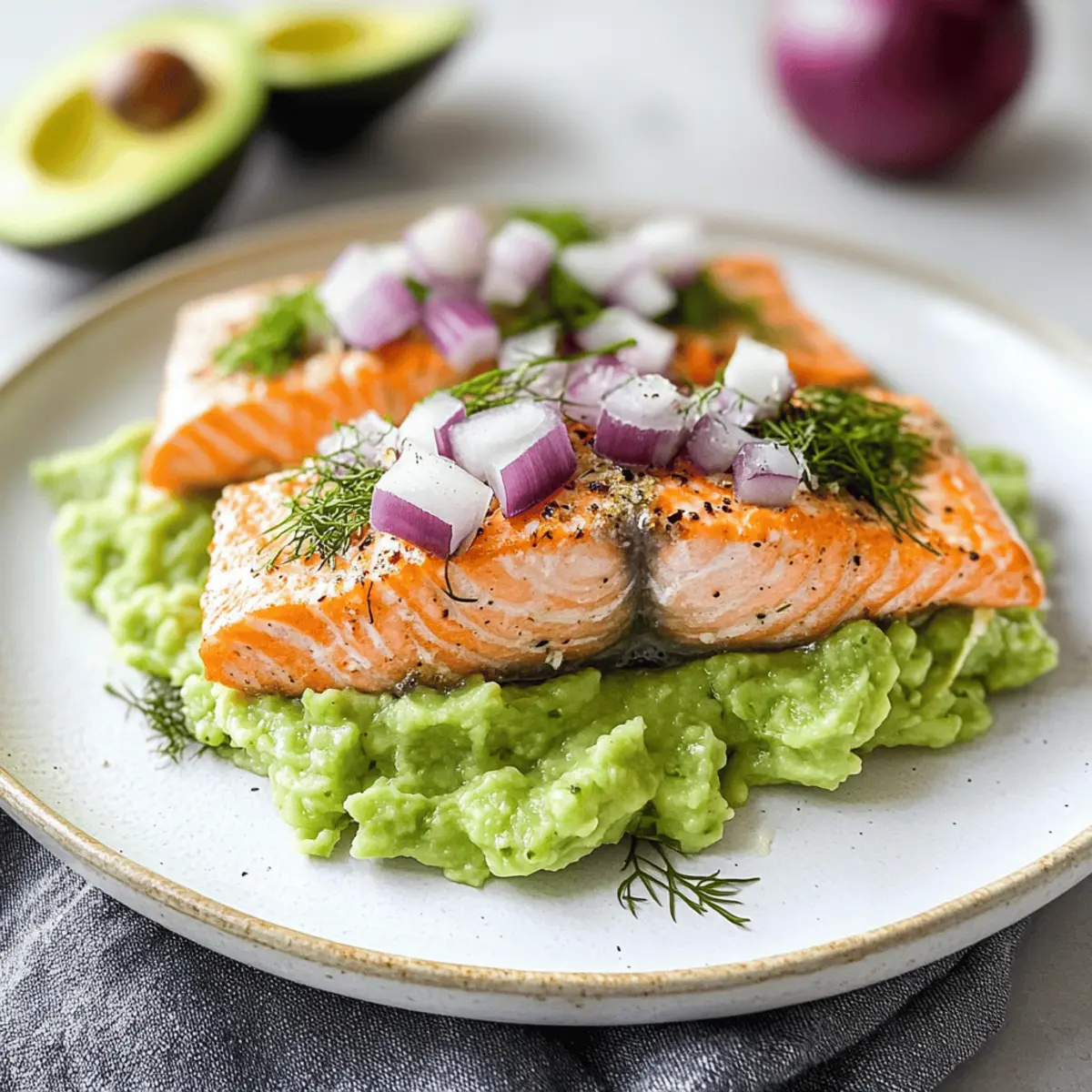 Baked Salmon with Avocado Mash