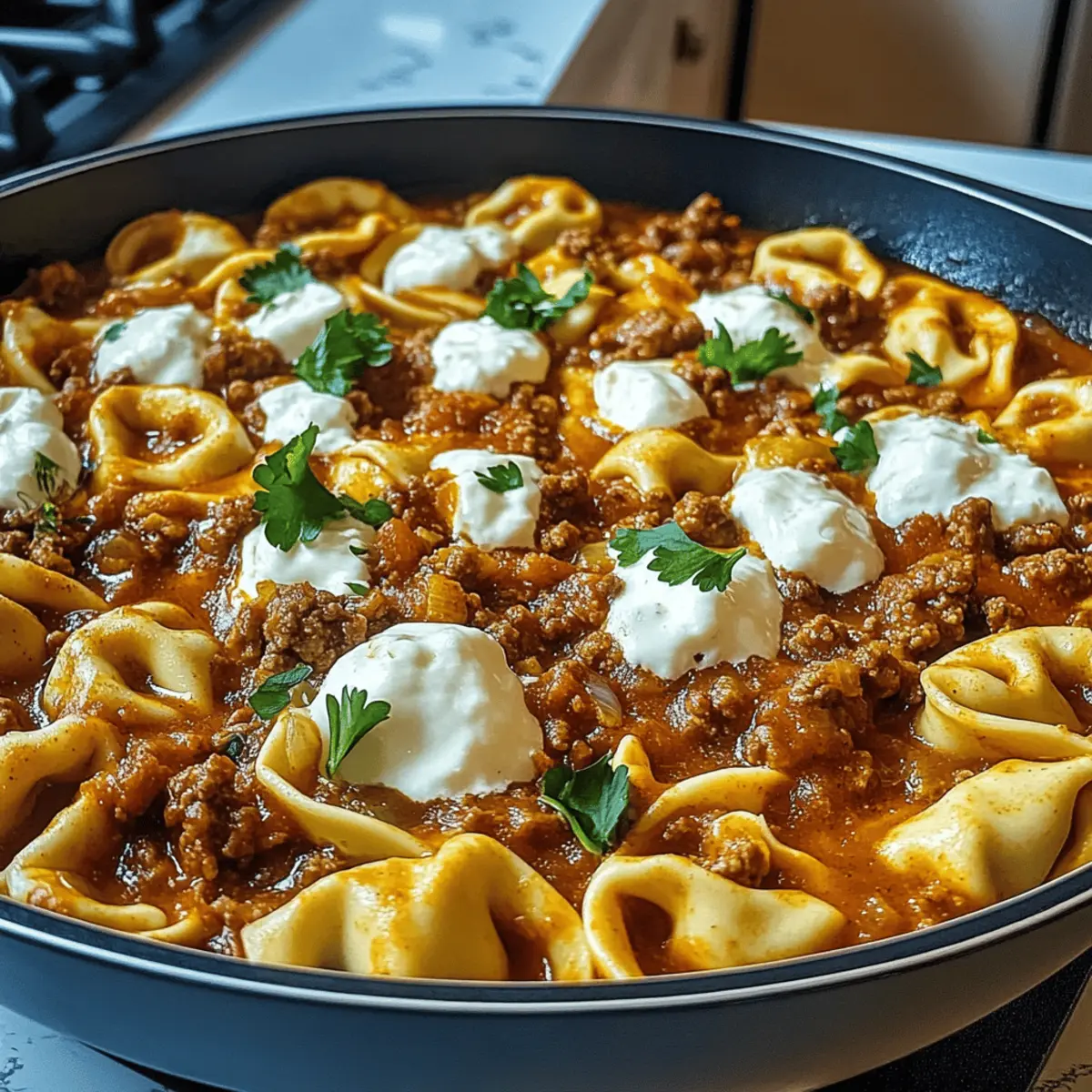 Cheesy Beef Enchilada Tortellini