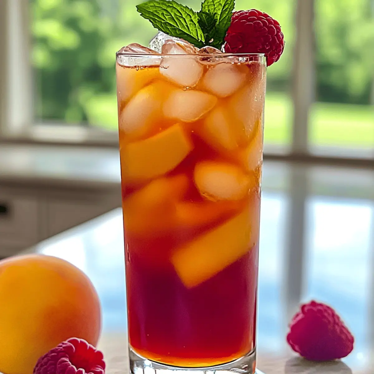 Delightful Bellini Peach Raspberry Iced Tea for Summer Sips
